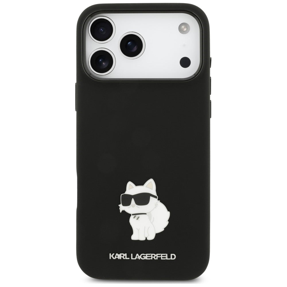 Puzdro pre Apple iPhone 18 Pro Max / 17 Pro Max, Karl Lagerfeld, Choupette Metal Pin, čierne