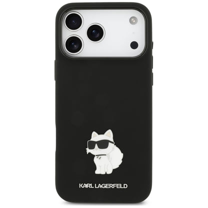 Puzdro pre Apple iPhone 18 Pro Max / 17 Pro Max, Karl Lagerfeld, Choupette Metal Pin, čierne