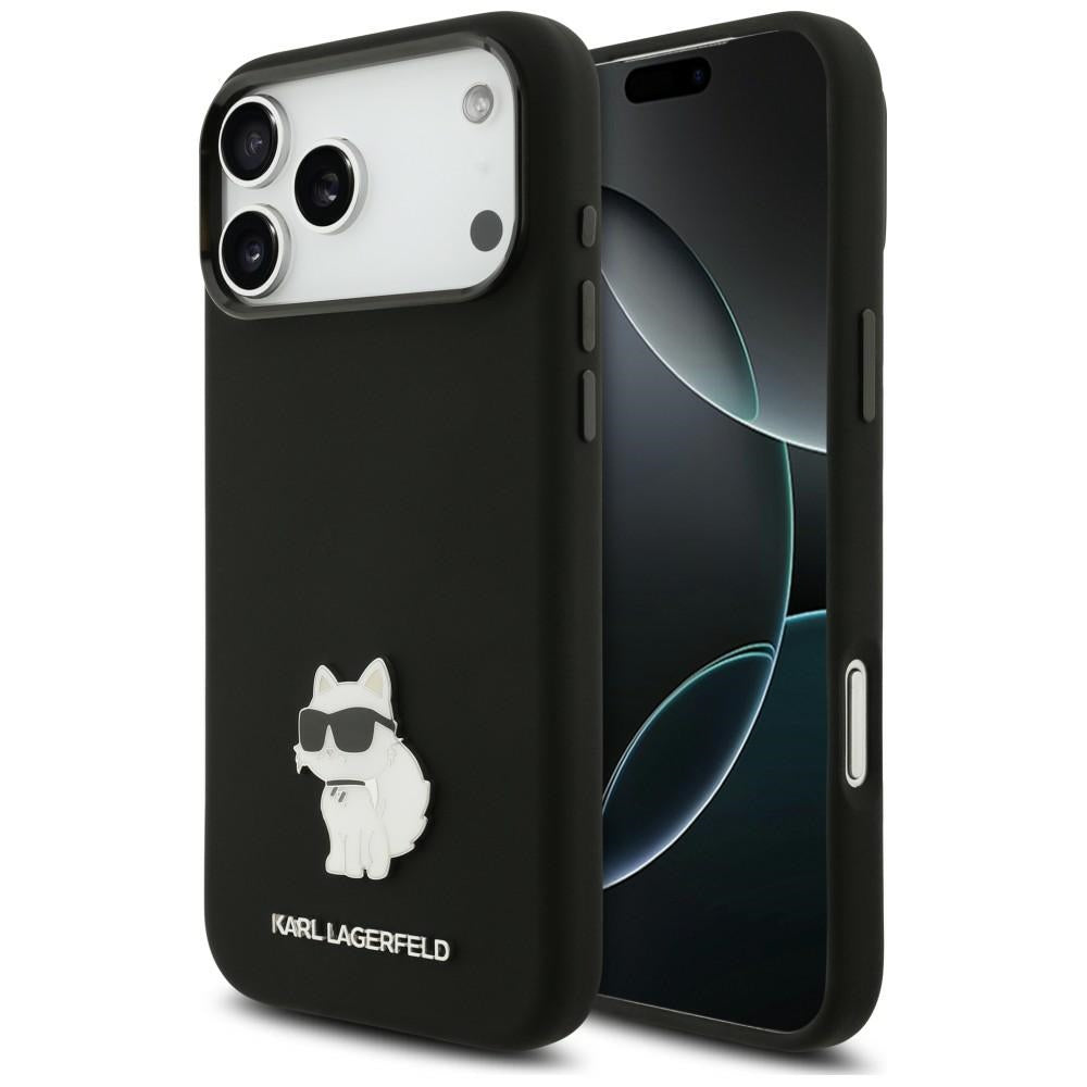 Puzdro pre Apple iPhone 18 Pro Max / 17 Pro Max, Karl Lagerfeld, Choupette Metal Pin, čierne
