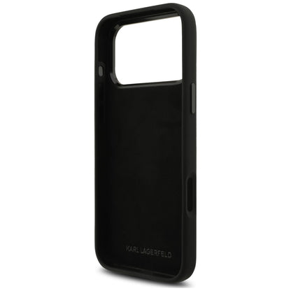 Puzdro pre Apple iPhone 18 Pro Max / 17 Pro Max, Karl Lagerfeld, Choupette Metal Pin, čierne