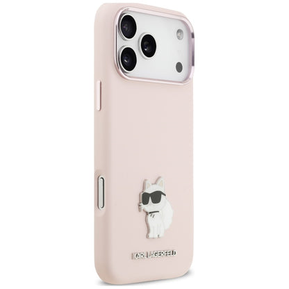 Puzdro na Apple iPhone 18 Pro Max / 17 Pro Max, Karl Lagerfeld, Choupette Metal Pin, ružové