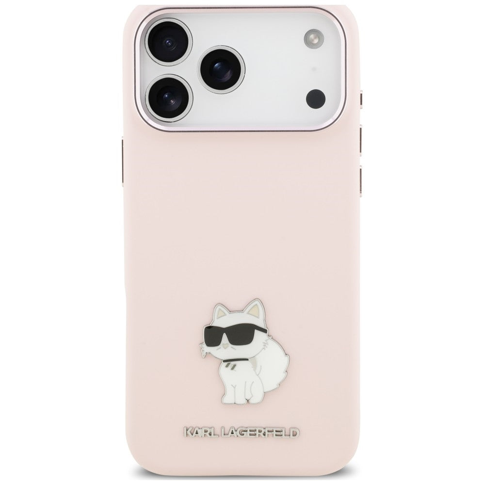 Puzdro na Apple iPhone 18 Pro Max / 17 Pro Max, Karl Lagerfeld, Choupette Metal Pin, ružové