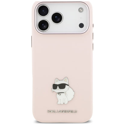 Puzdro na Apple iPhone 18 Pro Max / 17 Pro Max, Karl Lagerfeld, Choupette Metal Pin, ružové