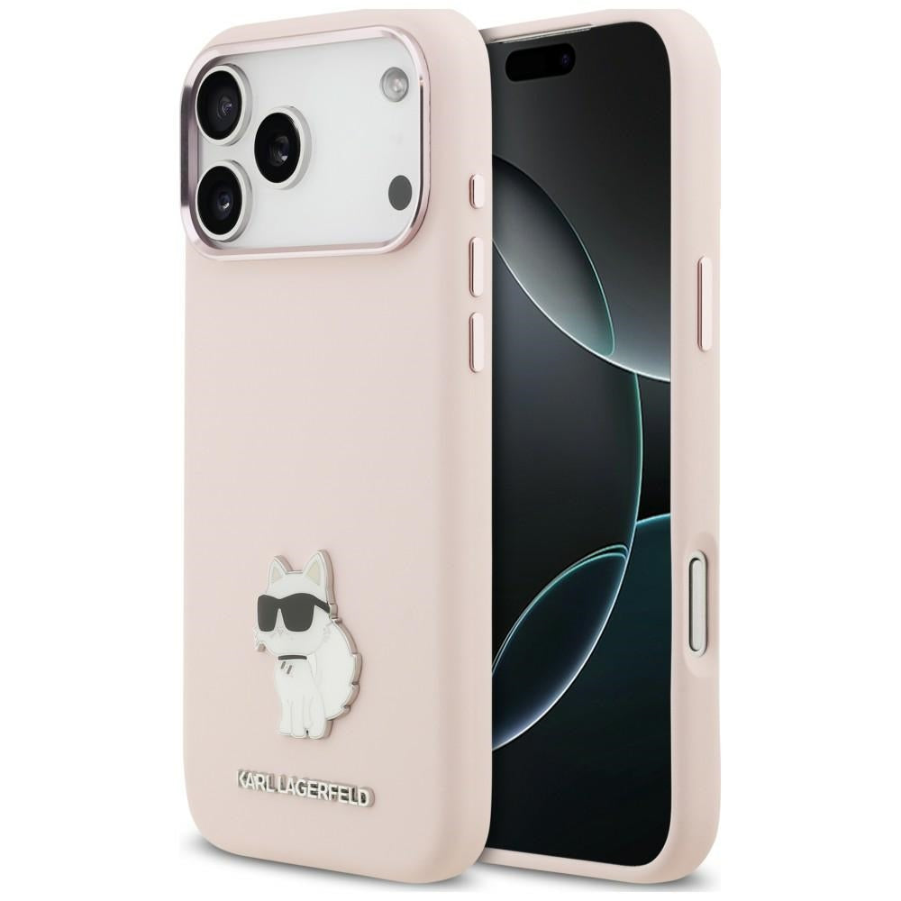Puzdro na Apple iPhone 18 Pro Max / 17 Pro Max, Karl Lagerfeld, Choupette Metal Pin, ružové