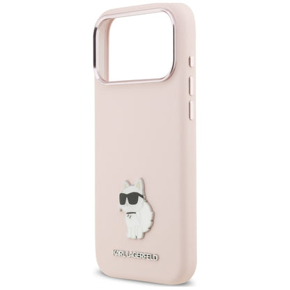 Puzdro na Apple iPhone 18 Pro Max / 17 Pro Max, Karl Lagerfeld, Choupette Metal Pin, ružové