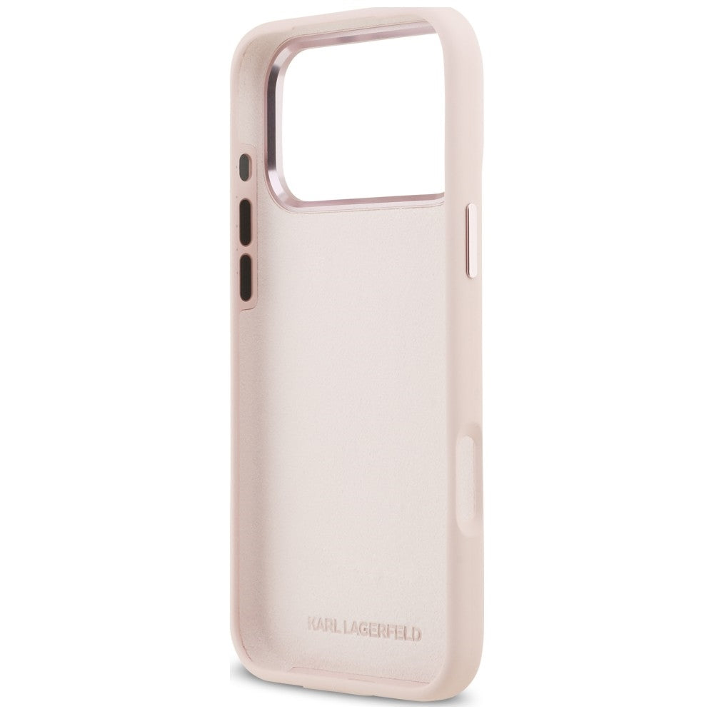 Puzdro na Apple iPhone 18 Pro Max / 17 Pro Max, Karl Lagerfeld, Choupette Metal Pin, ružové