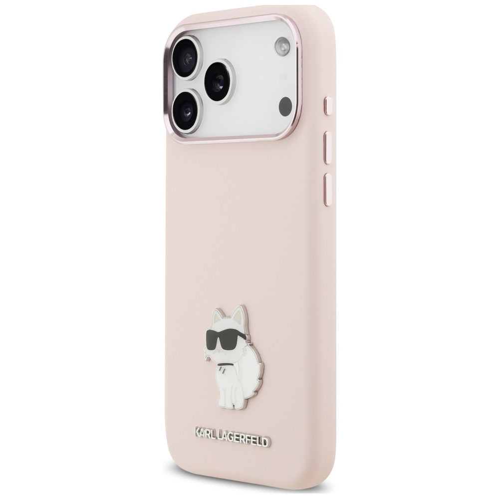 Puzdro na Apple iPhone 18 Pro Max / 17 Pro Max, Karl Lagerfeld, Choupette Metal Pin, ružové