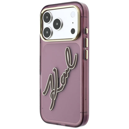 Puzdro pre Apple iPhone 18 Pro Max / 17 Pro Max, Karl Lagerfeld, IML Veľký podpis Živicové logo Kovový rám, Bordová