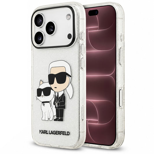 Puzdro na Apple iPhone 18 Pro Max / 17 Pro Max, Karl Lagerfeld, IML Glitter Karl and Choupette NFT, priehľadné
