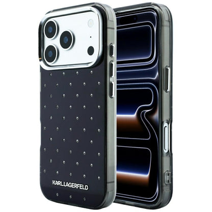 Puzdro pre Apple iPhone 18 Pro Max / 17 Pro Max, Karl Lagerfeld, IML kryštáliky a elektrolyticky pokovené logo, čierne