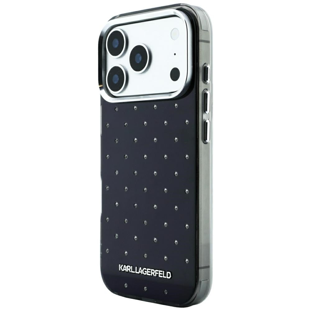 Puzdro pre Apple iPhone 18 Pro Max / 17 Pro Max, Karl Lagerfeld, IML kryštáliky a elektrolyticky pokovené logo, čierne