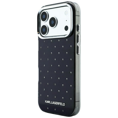 Puzdro pre Apple iPhone 18 Pro Max / 17 Pro Max, Karl Lagerfeld, IML kryštáliky a elektrolyticky pokovené logo, čierne