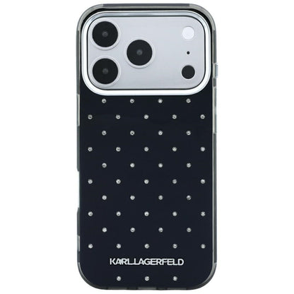 Puzdro pre Apple iPhone 18 Pro Max / 17 Pro Max, Karl Lagerfeld, IML kryštáliky a elektrolyticky pokovené logo, čierne