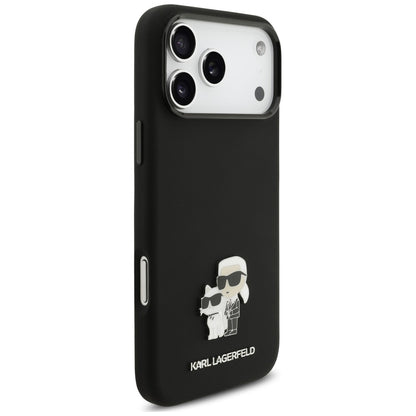 Puzdro na Apple iPhone 18 Pro Max / 17 Pro Max, Karl Lagerfeld, Karl & Choupette Metal Pin, čierne