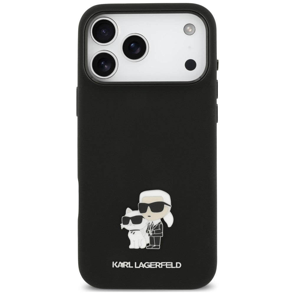 Puzdro na Apple iPhone 18 Pro Max / 17 Pro Max, Karl Lagerfeld, Karl & Choupette Metal Pin, čierne