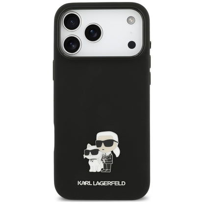 Puzdro na Apple iPhone 18 Pro Max / 17 Pro Max, Karl Lagerfeld, Karl & Choupette Metal Pin, čierne