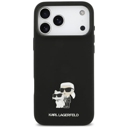 Puzdro na Apple iPhone 18 Pro Max / 17 Pro Max, Karl Lagerfeld, Karl & Choupette Metal Pin, čierne