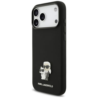 Puzdro na Apple iPhone 18 Pro Max / 17 Pro Max, Karl Lagerfeld, Karl & Choupette Metal Pin, čierne