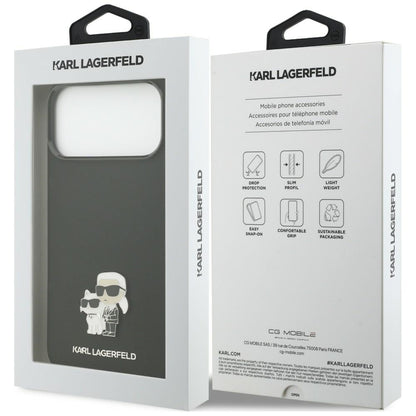 Puzdro na Apple iPhone 18 Pro Max / 17 Pro Max, Karl Lagerfeld, Karl & Choupette Metal Pin, čierne