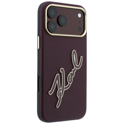 Puzdro pre Apple iPhone 18 Pro Max / 17 Pro Max, Karl Lagerfeld, hladké veľké živicové podpisové logo, vínové