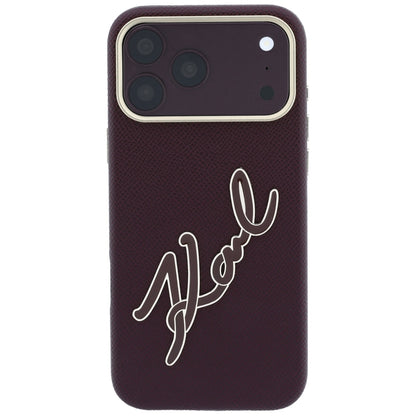 Puzdro pre Apple iPhone 18 Pro Max / 17 Pro Max, Karl Lagerfeld, hladké veľké živicové podpisové logo, vínové
