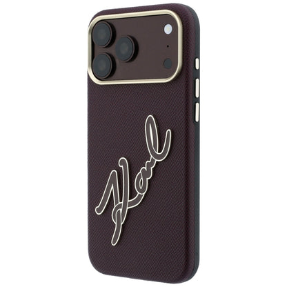 Puzdro pre Apple iPhone 18 Pro Max / 17 Pro Max, Karl Lagerfeld, hladké veľké živicové podpisové logo, vínové
