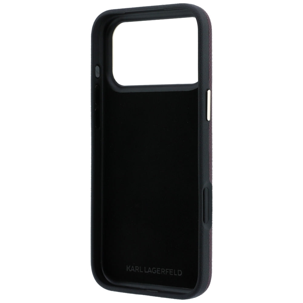 Puzdro pre Apple iPhone 18 Pro Max / 17 Pro Max, Karl Lagerfeld, hladké veľké živicové podpisové logo, vínové