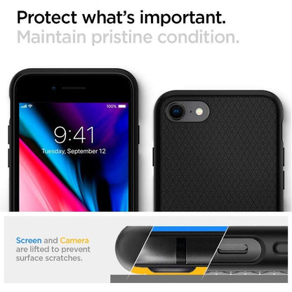 Puzdro pre Apple iPhone SE (2022) / SE (2020) / 8 / 7, Spigen, Liquid Air, Čierne 042CS20511