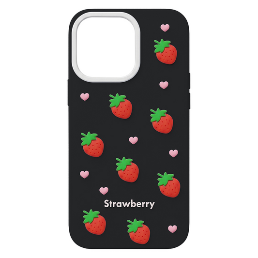 Obal pre Apple iPhone 12 / 12 Pro, OEM, Strawberry, čierny
