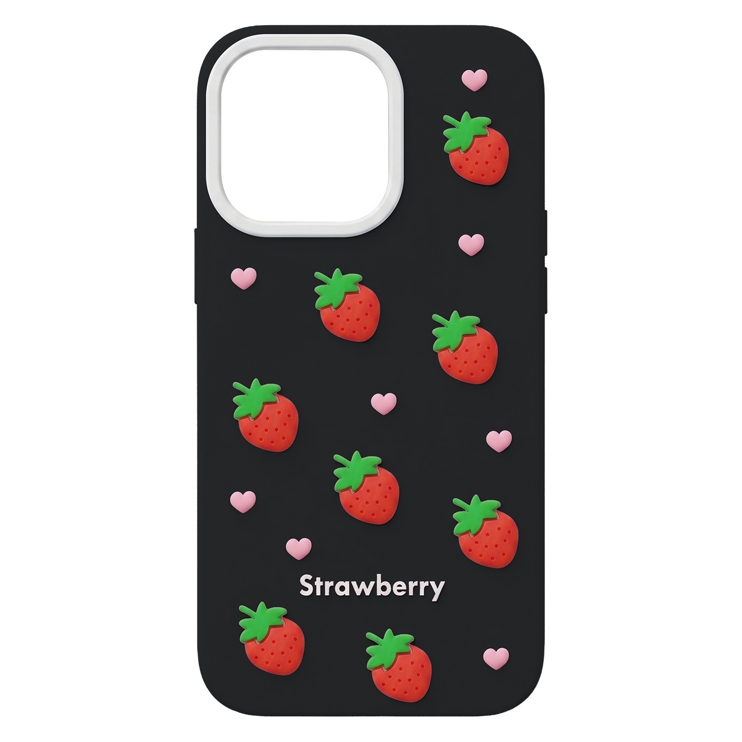 Obal na Apple iPhone 15 / 14 / 13, OEM, Strawberry, čierny