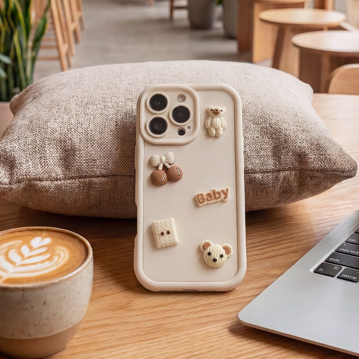 Case for Apple iPhone 14, OEM, Ultra Trendy 3D Bear, Beige