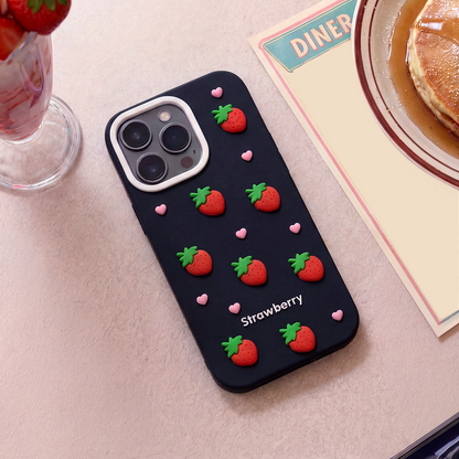Puzdro pre Apple iPhone 17 Pro Max, OEM, Strawberry, Čierne