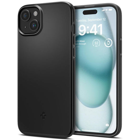 Puzdro pre Apple iPhone 15, Spigen, Thin Fit, Čierne ACS06776