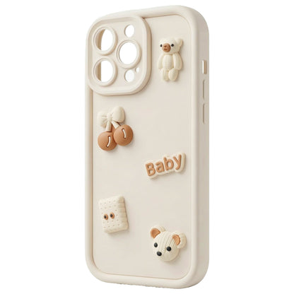 Obal na Apple iPhone 12, OEM, Ultra Trendy 3D Bear, béžový