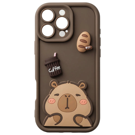 Obal na Apple iPhone 13, OEM, Ultra Trendy 3D Capybara, Hnedý