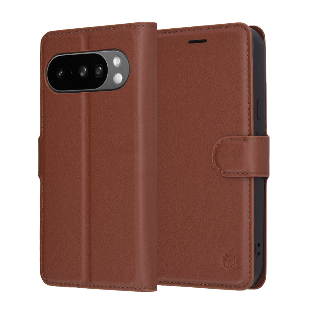Puzdro pre Google Pixel 10 Pro XL, Techsuit, kožené folio, hnedé