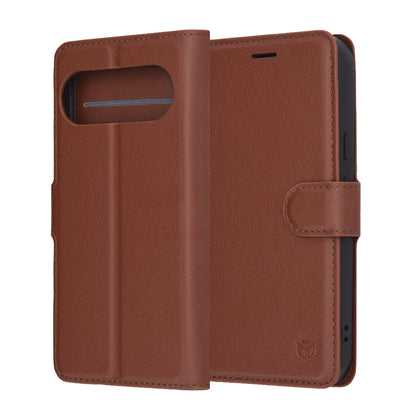 Puzdro pre Google Pixel 10 Pro XL, Techsuit, kožené folio, hnedé