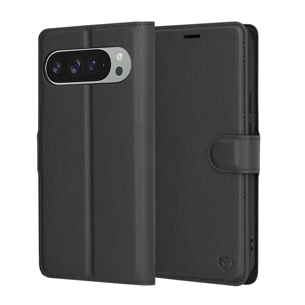Obal na Google Pixel 9 Pro XL, Techsuit, kožené folio, čierny