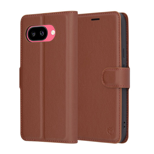 Puzdro na Google Pixel 9a, Techsuit, kožené folio, hnedé