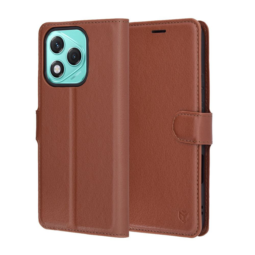 Puzdro na Honor 400 Lite, Techsuit, kožené folio, hnedé