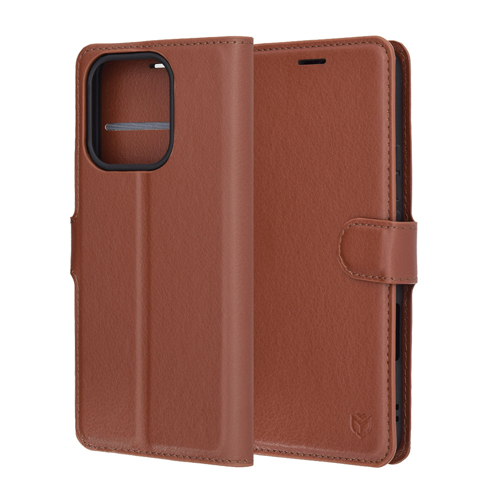 Puzdro na Honor 400 Lite, Techsuit, kožené folio, hnedé