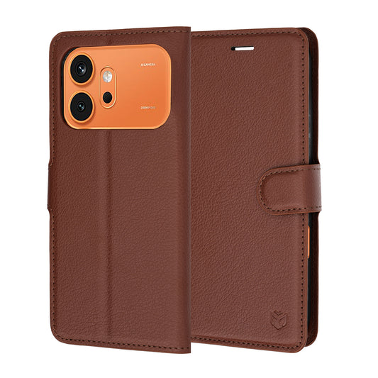 Puzdro pre Honor 600 Pro / 600, Techsuit, kožené folio, hnedé