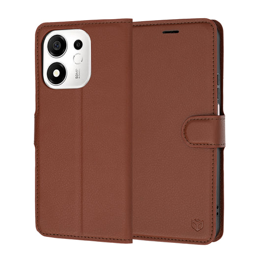 Puzdro pre Honor 600 Smart, Techsuit, kožené folio, hnedé