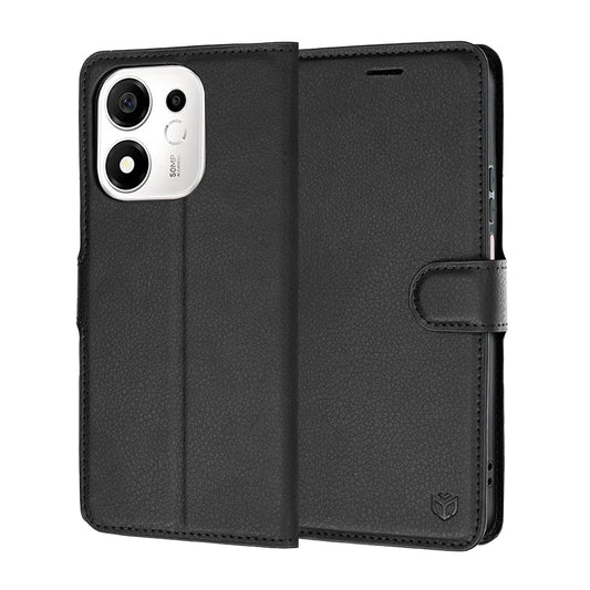 Puzdro pre Honor 600 Smart, Techsuit, kožené folio, čierne