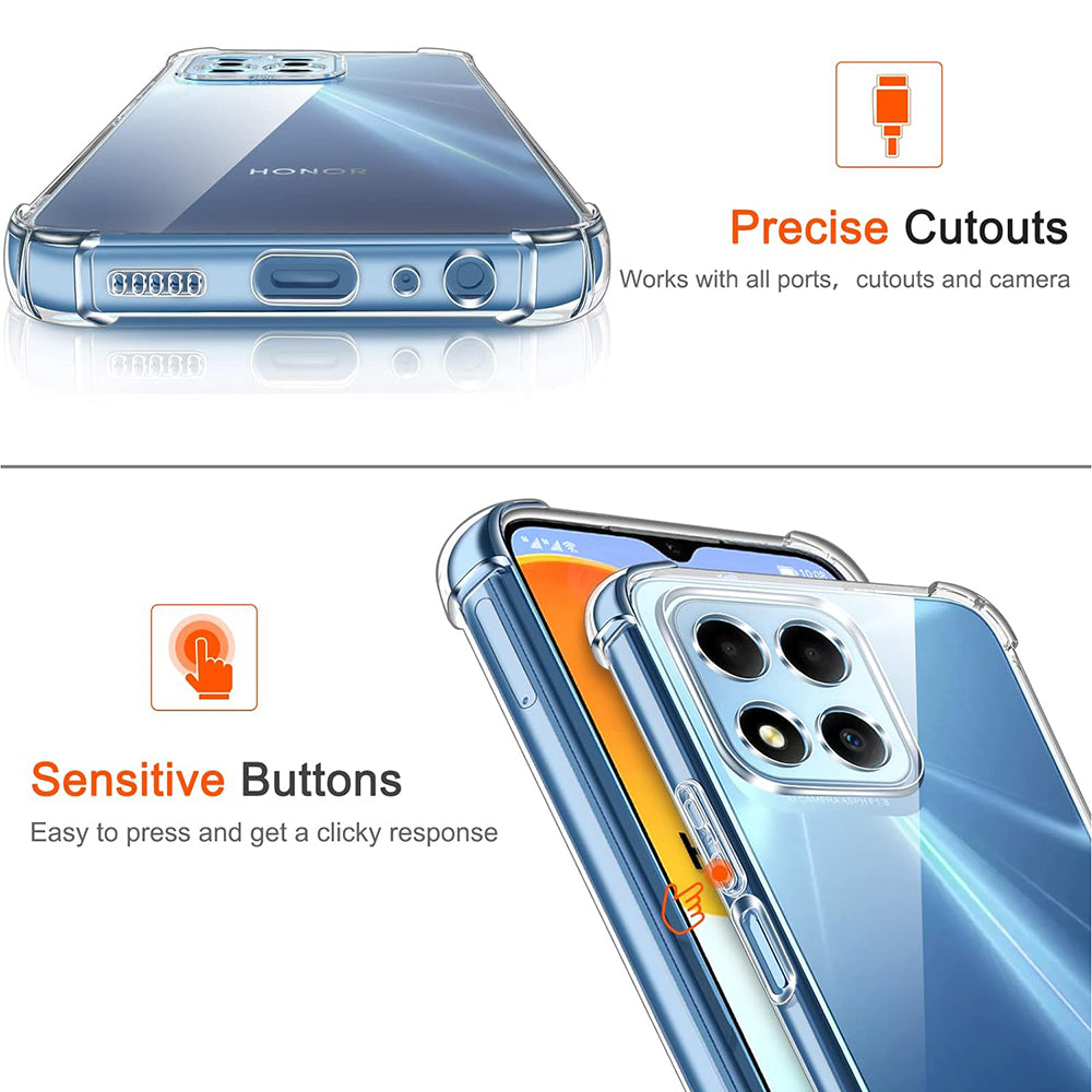 Obal na Honor 70 Lite / X6 / X8 5G, Techsuit, nárazuvzdorný priehľadný, transparentný