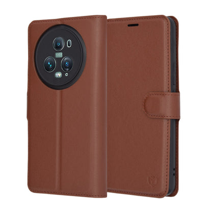 Puzdro pre Honor Magic5 Pro, Techsuit, kožené folio, hnedé