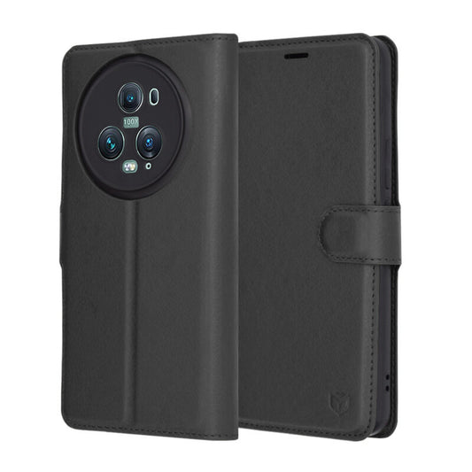 Obal na Honor Magic5 Pro, Techsuit, kožené folio, čierny