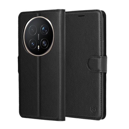 Puzdro pre Honor Magic8 Pro, Techsuit, kožené folio, čierne