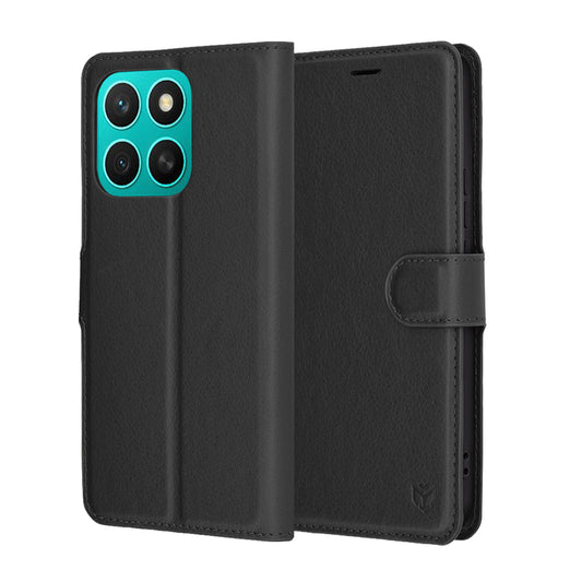 Obal na Honor X8c, Techsuit, kožené folio, čierny