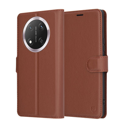 Puzdro na Honor X9c / Magic7 Lite, Techsuit, kožené folio, hnedé
